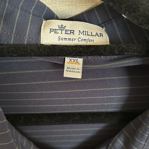 Peter Millar golf polo navy blue & green XXL - Picture 2 of 3